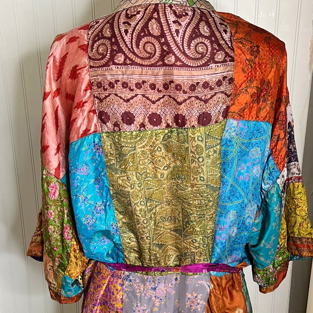 Sacred Threads Vibrant Patchwork Robe - image 7